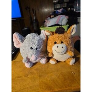 2 Soft Hug Fun Plush Elephant & Horse 7"